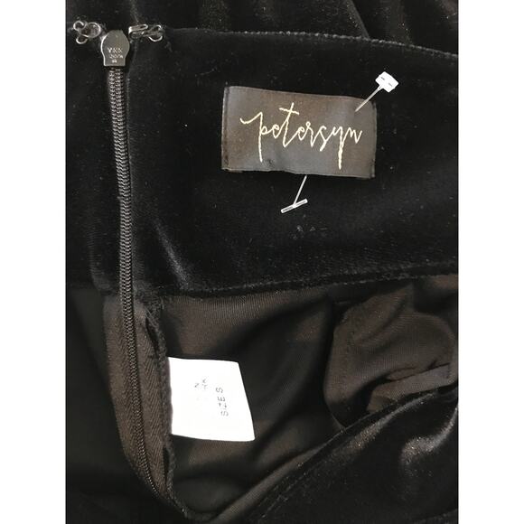 Petersyn Revolve Black Velvet Pleated Wide Leg High Waist Pants Womens 2 - Picture 7 of 9